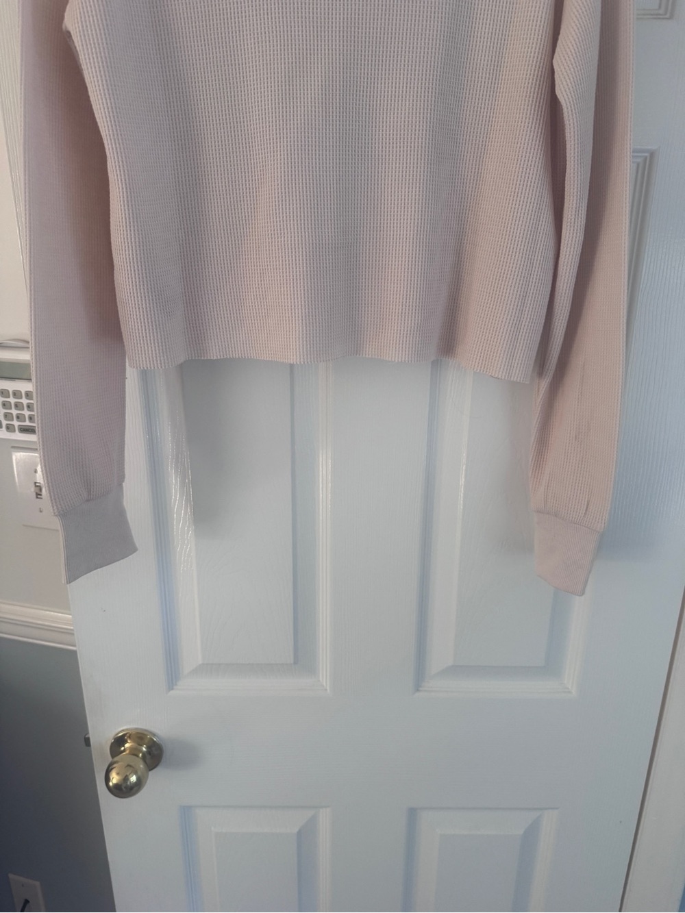 Waffle-Knit Long Sleeve Top Cropped for Women Staple Shirt - Picture 10 of 13